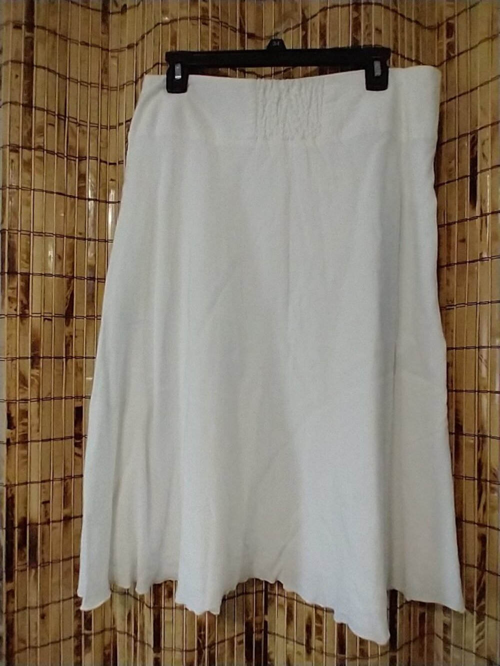 ZOZO Linen-Blend A-Line / Flared Midi Skirt in Off-White / Cream Size 10